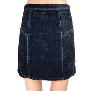 ASOS Design Blue Velvet Velour Mini Straight Pencil Denim Jeans Skirt Size 6